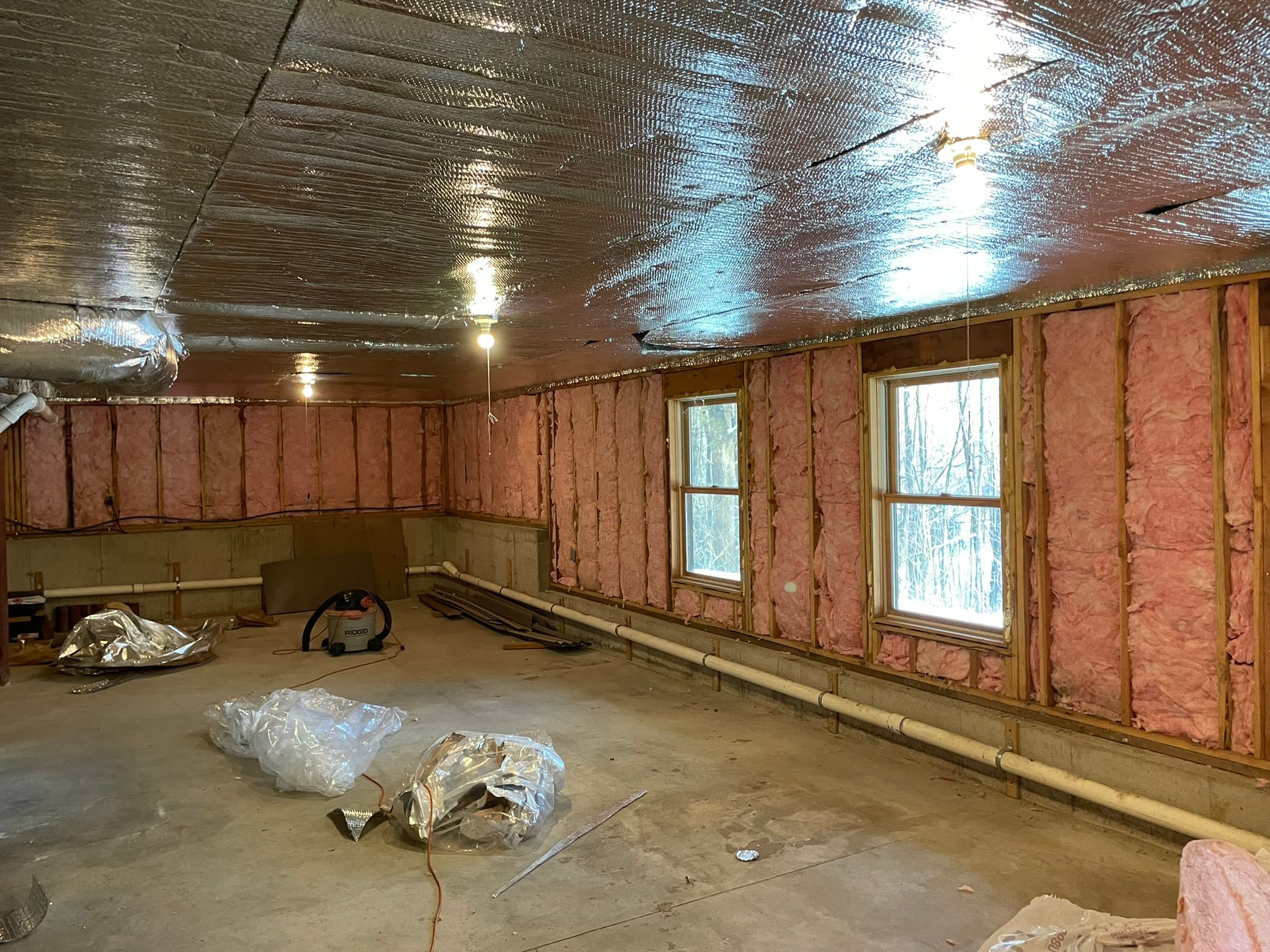 Wall and Ceiling Fiberglass Batts after