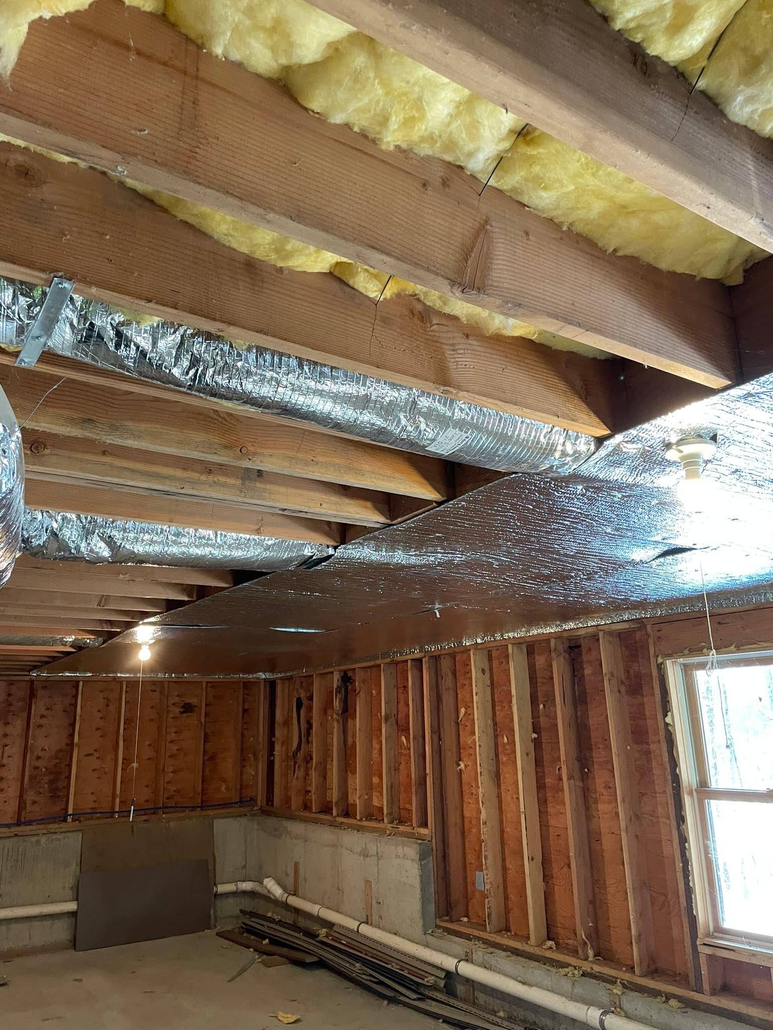 Wall and Ceiling Fiberglass Batts before