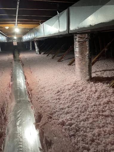 Blown-in Fiberglass Insulation installation
